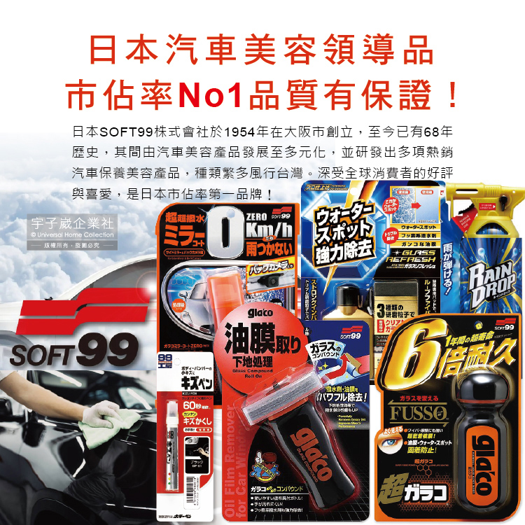 [日日好物]日本Soft99-glacoT字型刷頭雙重研磨除污垢汽車玻璃撥水油膜去除劑(C275)100ml/瓶(清晰透亮,防炫光,雨刷不跳), , large