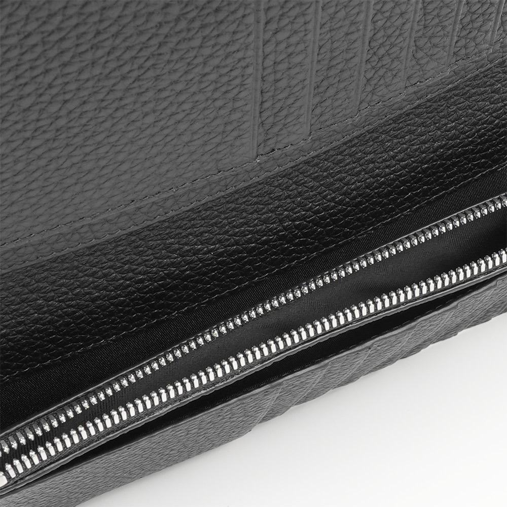 BALLY Ribbon 紅白條紋牛皮18卡對開長夾(黑色), , large