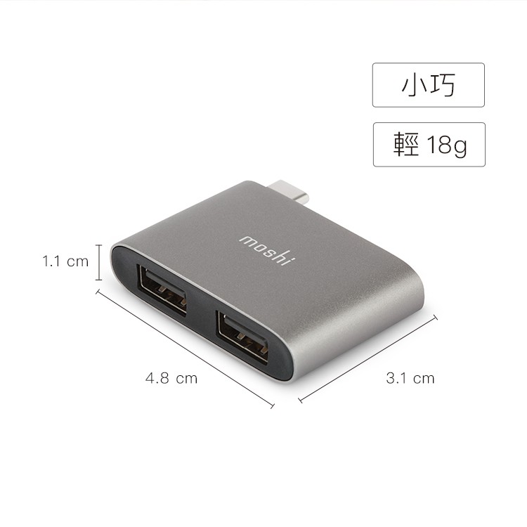 Moshi USB-C to USB-A 雙端口轉接器, , large