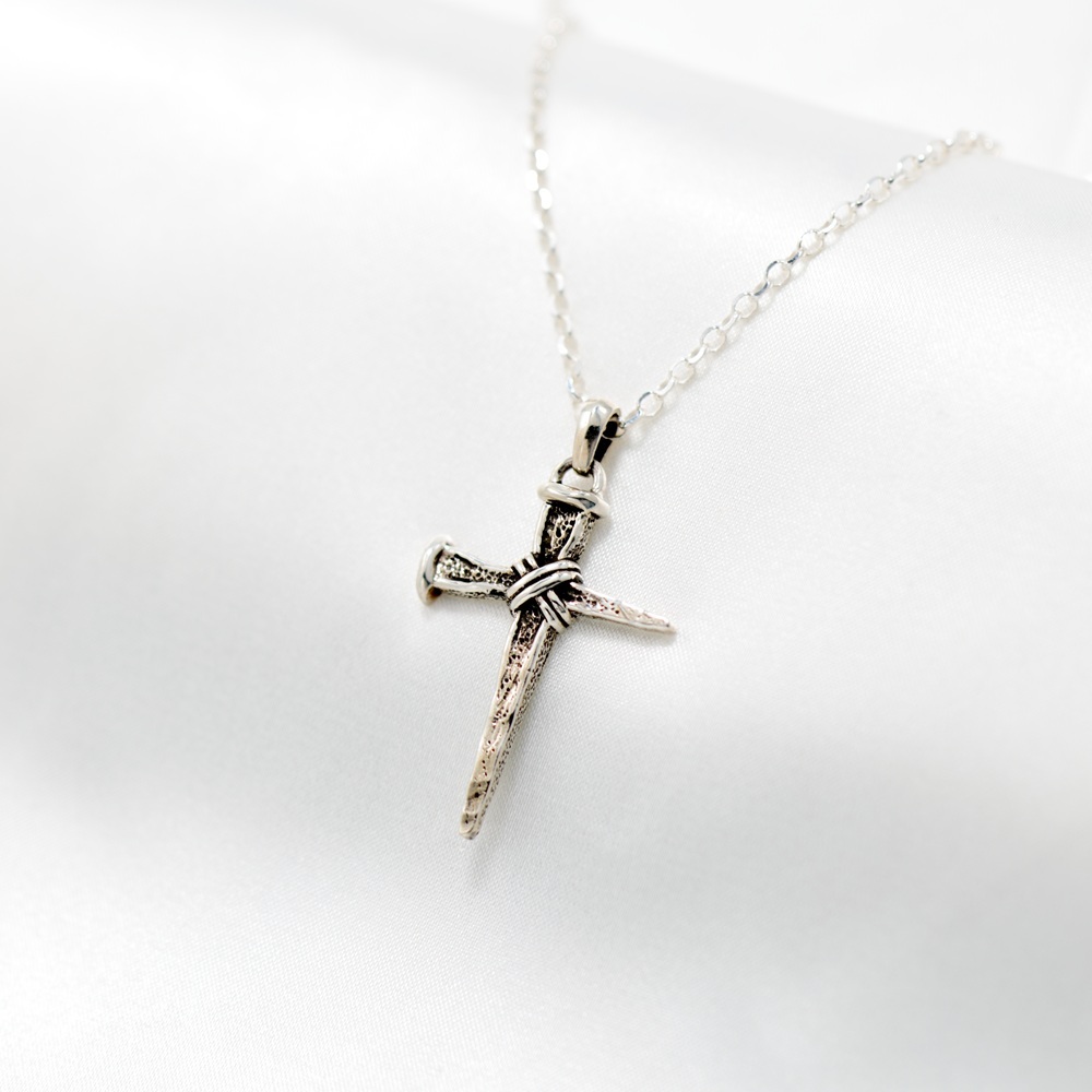 【Angel & Me】Faith Nail Cross s925 sterling silver necklace birthday gift, , large