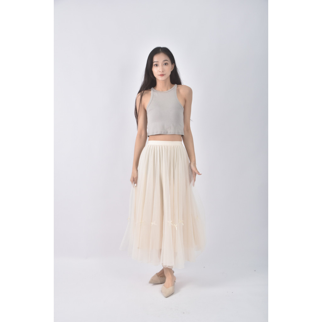 (S) 質感網紗杏色長裙二手衣, , large