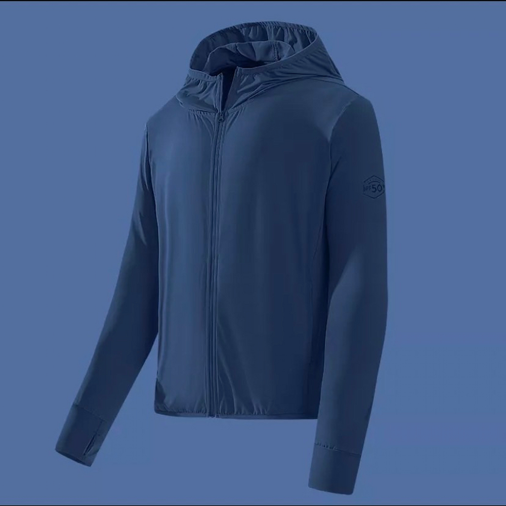 【A&R】大尺碼 冰絲涼感速乾抗UV連帽防曬外套 男款 深藍,4XL, , large