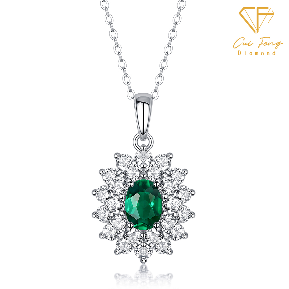 【CF鑽飾】項鍊 培育祖母綠《花之夢囈》1克拉 哥倫比亞祖母綠, , large