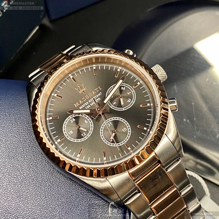 [星晴錶業]MASERATI手錶,42mm,R8853100020古銅色錶面玫瑰金錶殼金銀相間精鋼錶帶款, , large