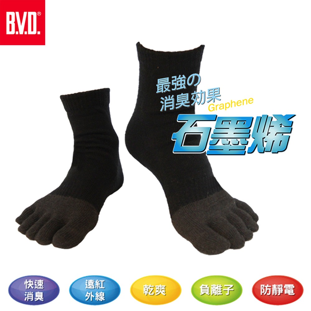 【BVD】石墨烯1乾爽五趾襪4入-B584 襪子/短襪/除臭襪, , large