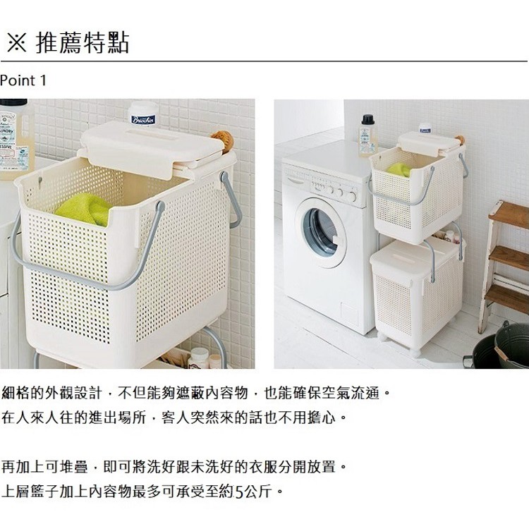 【this-this】日本Like-it｜可堆疊含蓋多功能收納洗衣籃(單入), , large