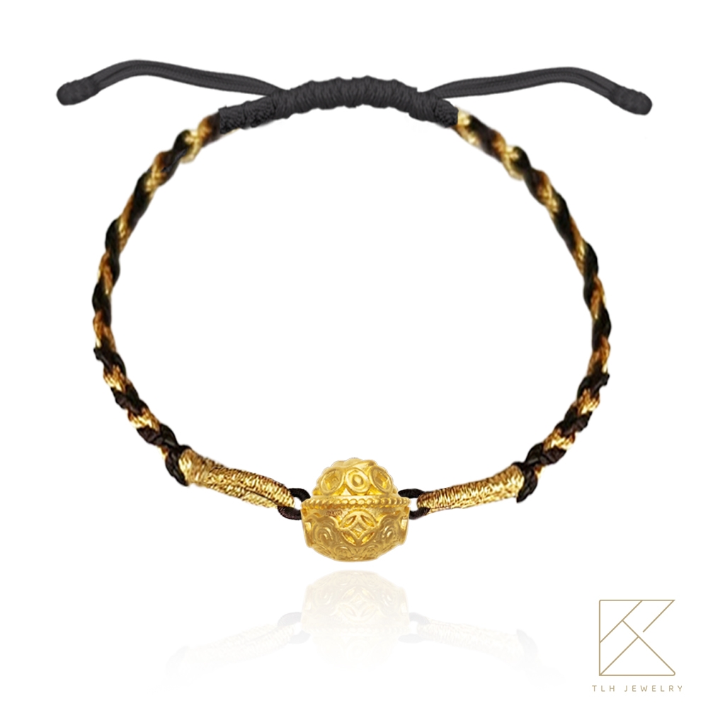 【TLH】黃金墜編織手繩 純金999 多選 時來運轉 聚寶盆約重0.08錢&plusmn;0.01, , large