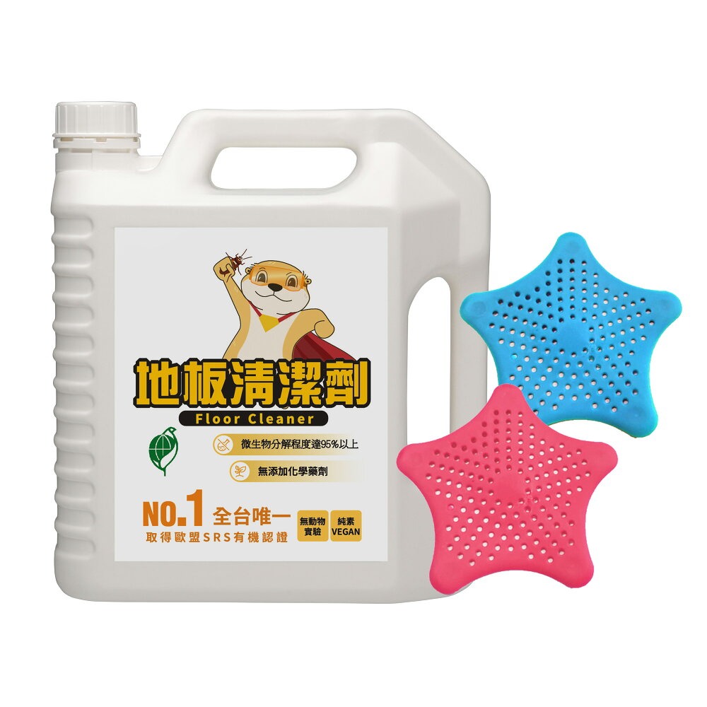 [春佰億] 愛家捷 聰明洗 環保 地板清潔劑1入(4000ml)贈海星防堵過濾片2片 台灣製造 環保標章 綠色清潔友善環境, , large