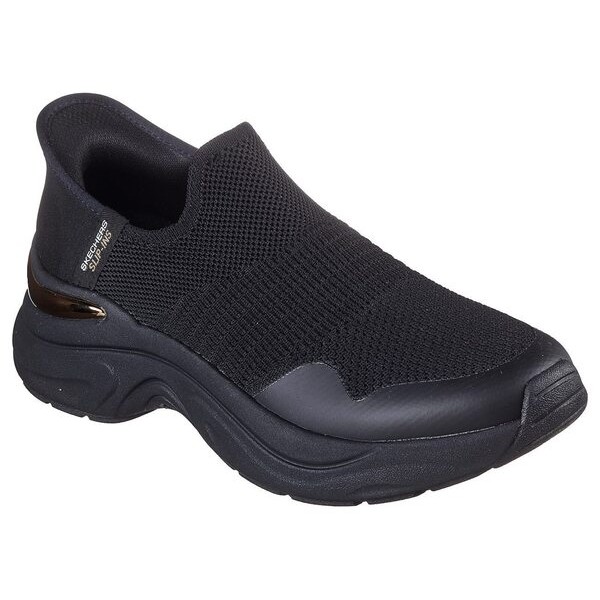 Kixpress-Skechers 思克威爾 Hazel 女 休閒鞋 舒適 黑 金 [177586BBK], , large