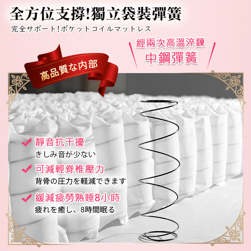 Meiyat collagen anti-allergic independent coil mattress 3.5 feet, , large