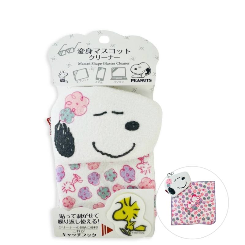 日本卡通可掛式多功能鏡面&螢幕擦拭布 (花花滿版) (附可黏魔鬼氈掛勾)[兩入組], , large