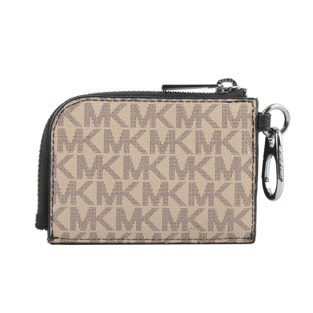 Michael Kors 塗層帆布拉鍊卡夾/零錢包及Logo鑰匙圈禮盒組/亞麻色, , large