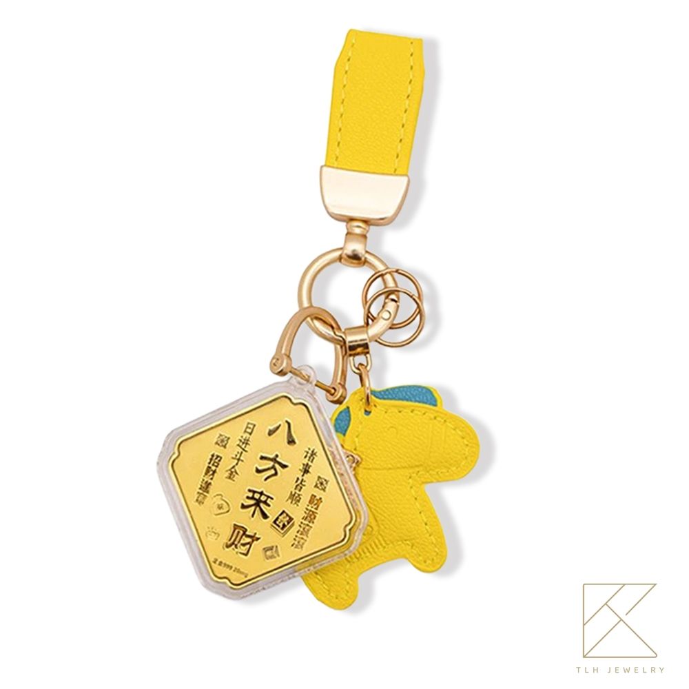 【TLH】 999純金 馬上好運 黃金金箔吊飾 (馬年 過年 送禮), , large
