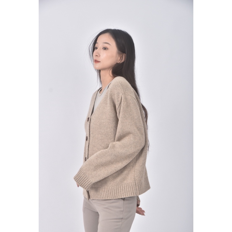 (L) t質感V領杏色外套二手衣, , large