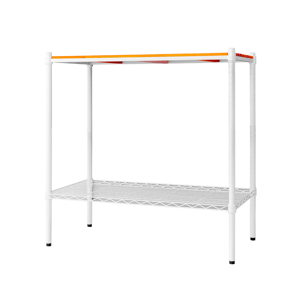 【Y HOUSE】90x45x75cm pine two-layer storage rack rack iron rack - painted white teak