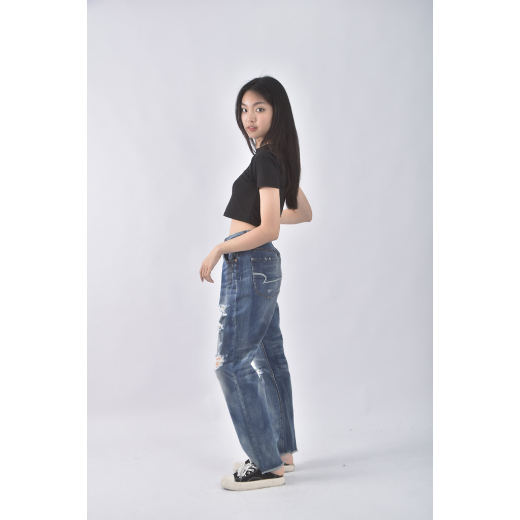 (3XL) american eagle丹寧牛仔質感棉質仿舊藍色長褲二手衣, , large