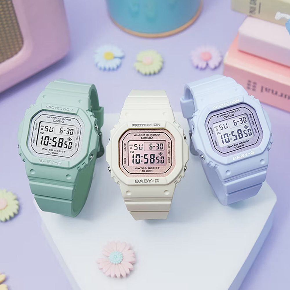 CASIO 卡西歐 BABY-G 春季色彩方形女錶電子錶-紫丁香 BGD-565SC-2, , large