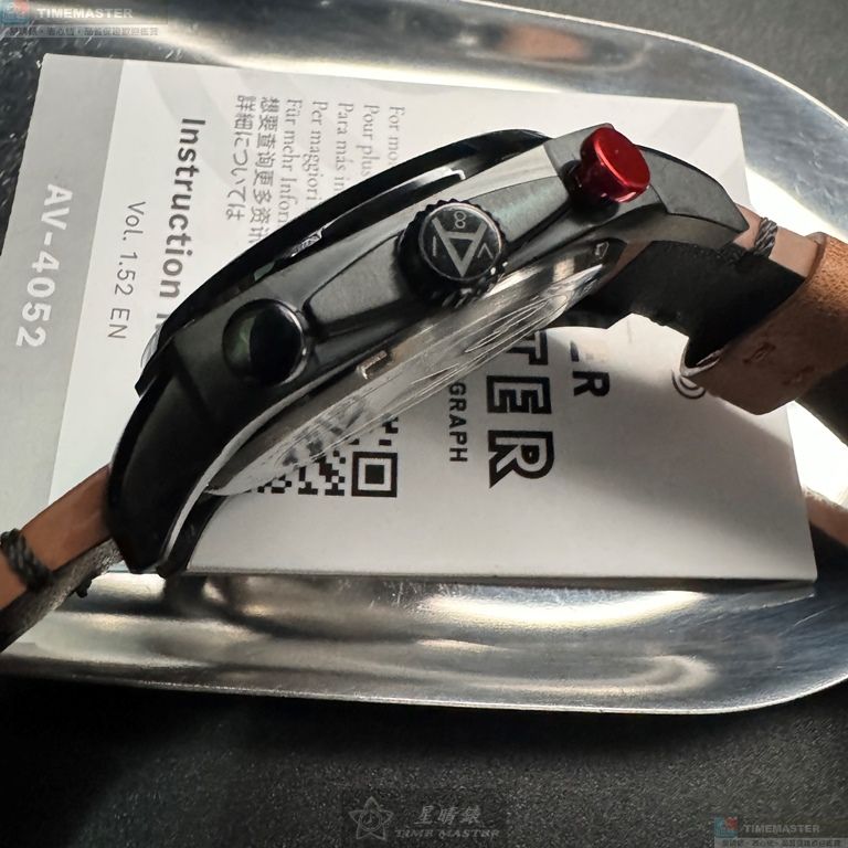 [星晴錶業]新品牌手錶,46mm,AV50631黑色錶面黑錶殼咖啡色真皮皮革錶帶款, , large