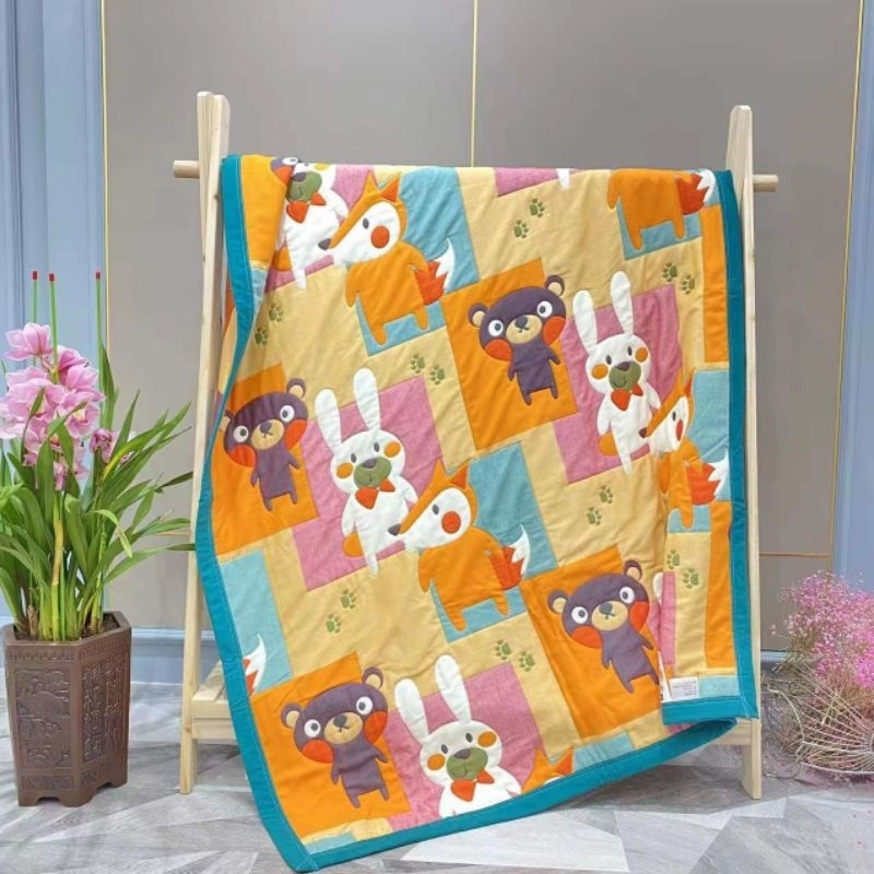 [Kaimei Cotton Industry] Randomly excellent autumn and winter limited edition! Single ten-layer gauze cute pattern air conditioning quilt (120×150cm), , large