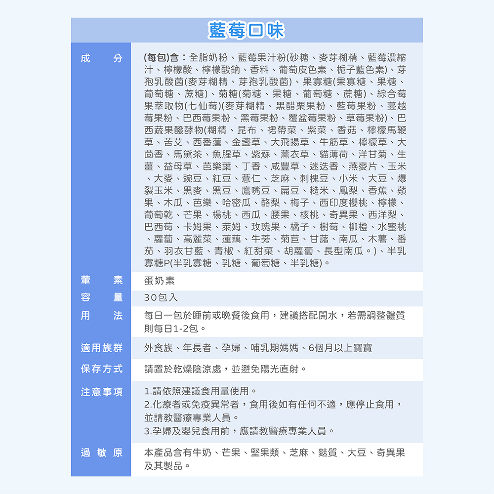 【五洲生醫】高纖有酵益生菌(藍莓口味) - (30入/盒), , large