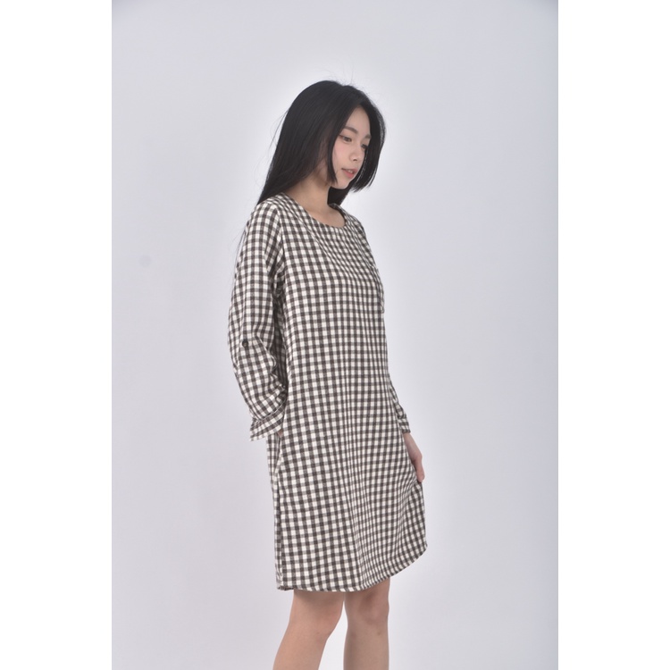 (S) nu v質感格紋棕色洋裝二手衣, , large