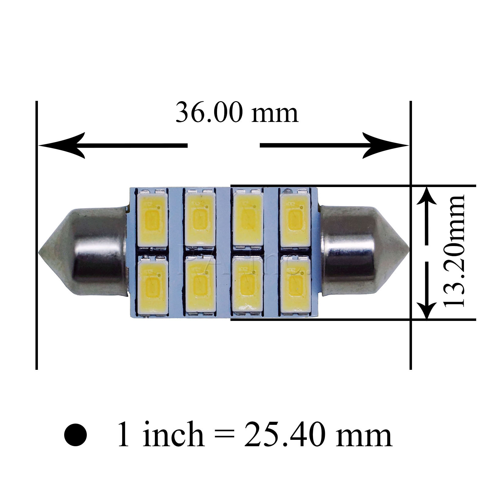 [PA LED]  Festoon 36MM 8SMD LED Interior y Light  License Plate Light Trunk Light White, , large