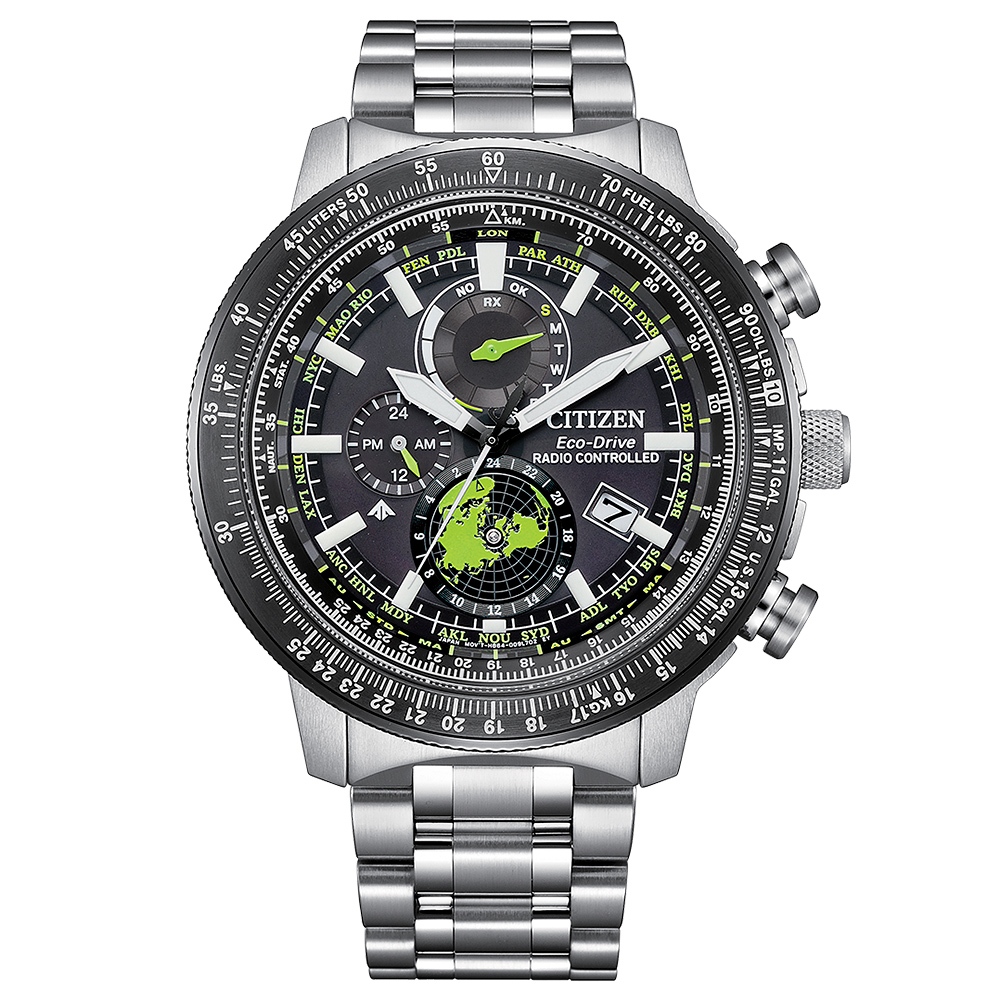 CITIZEN 星辰 PROMASTER 光動能電波飛行錶 北半球城市時間手錶 BY3006-53E, , large
