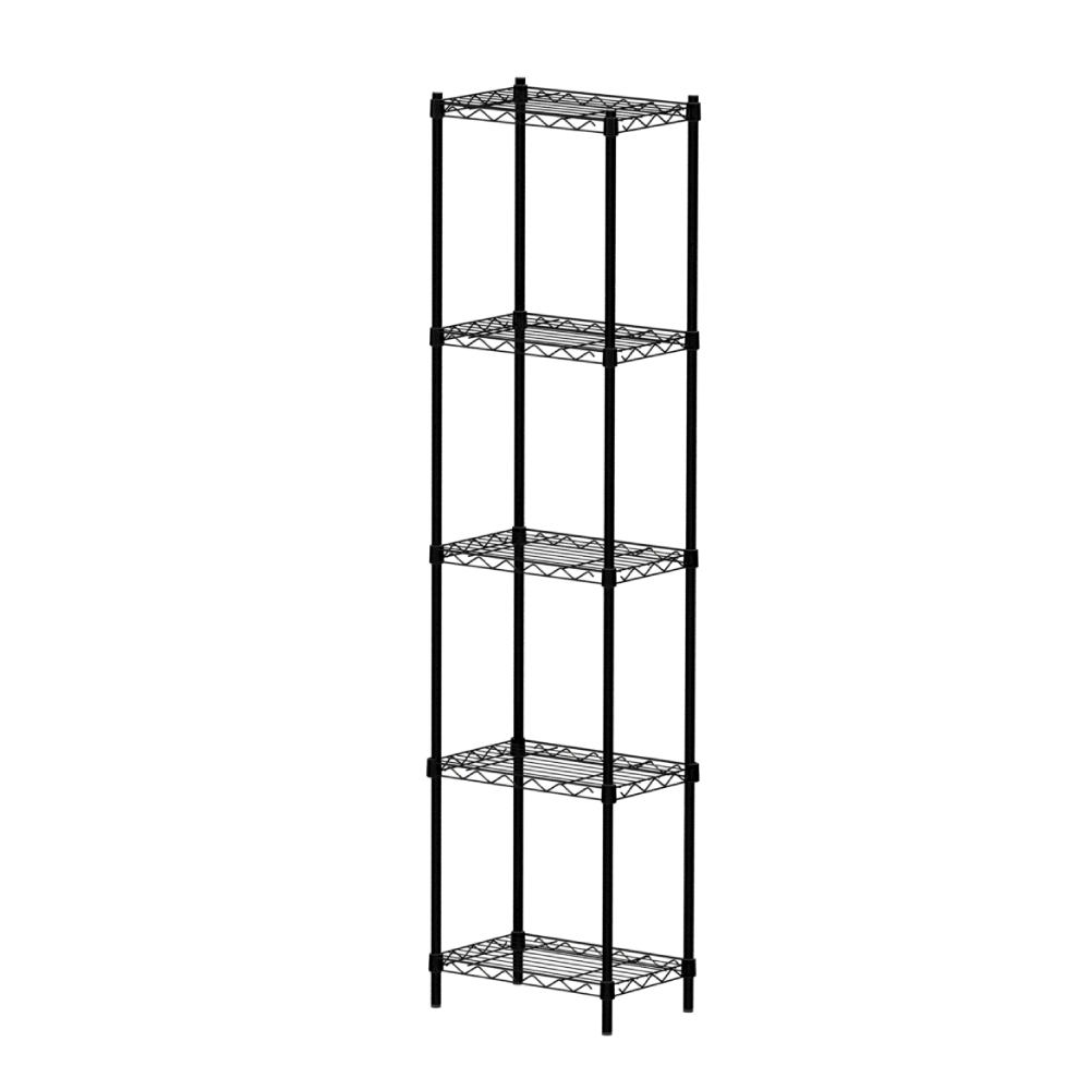 【KIWISH】43X28X180H 黑色五層架 鐵架 層架 收納架 倉儲架 鐵力士架 波浪架 免工具 架子 置物架, , large