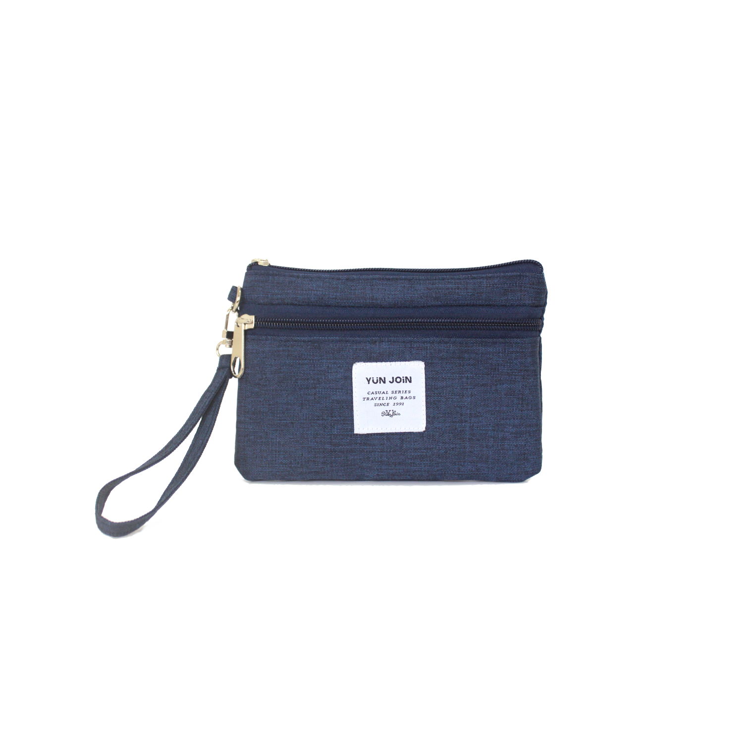 【YUN JOIN 】Travel 日系織面多功能手挽收納包-藍色 萬用包 手拿包 手挽包 化妝包 隨手包 錢包, , large