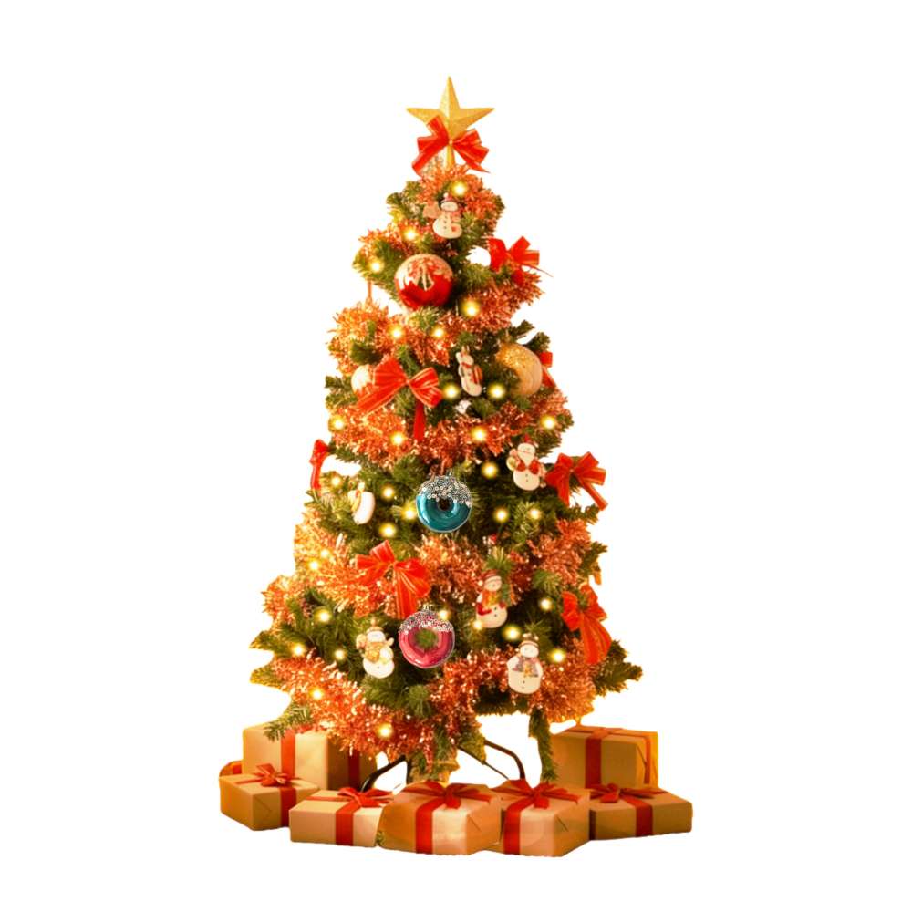 心可樂活-4尺120cm小美好PLUS套裝聖誕樹+熱情紅甜甜圈雪人彩繪木質片系飾品組+50燈LED燈串暖白光_USB電池盒兩用, , large