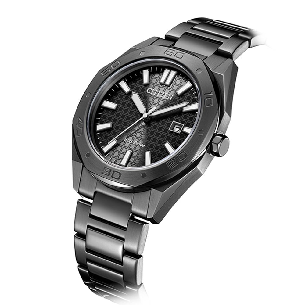 CITIZEN 星辰 光動能八角形格紋面手錶 BM7637-81H, , large
