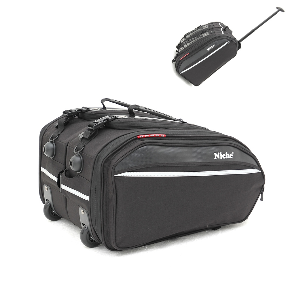 【Niche 樂奇】重機超大拉桿滑輪馬鞍包 大容量 可擴充 防水 露營 旅遊 NMO-2209