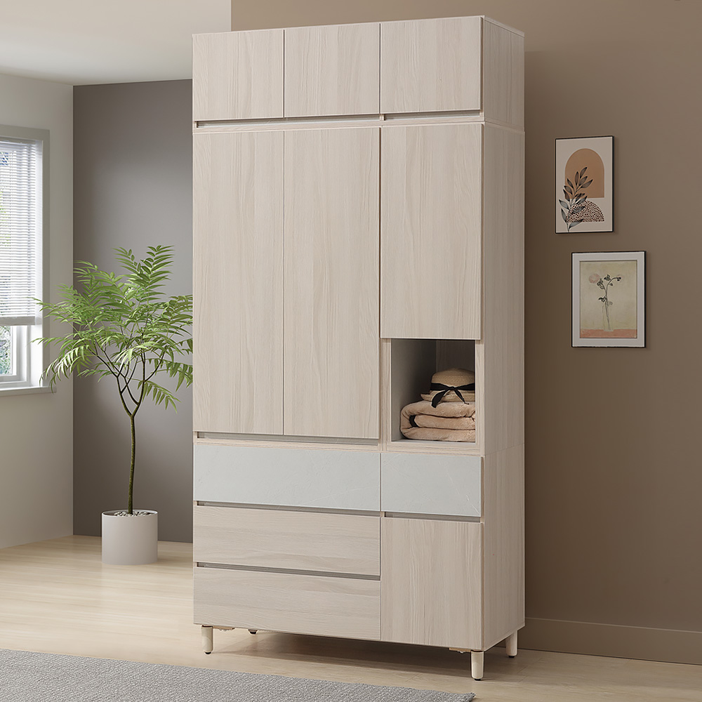 【Homelike】喜家居4x8尺四抽衣櫃(含被櫃)(2347)
