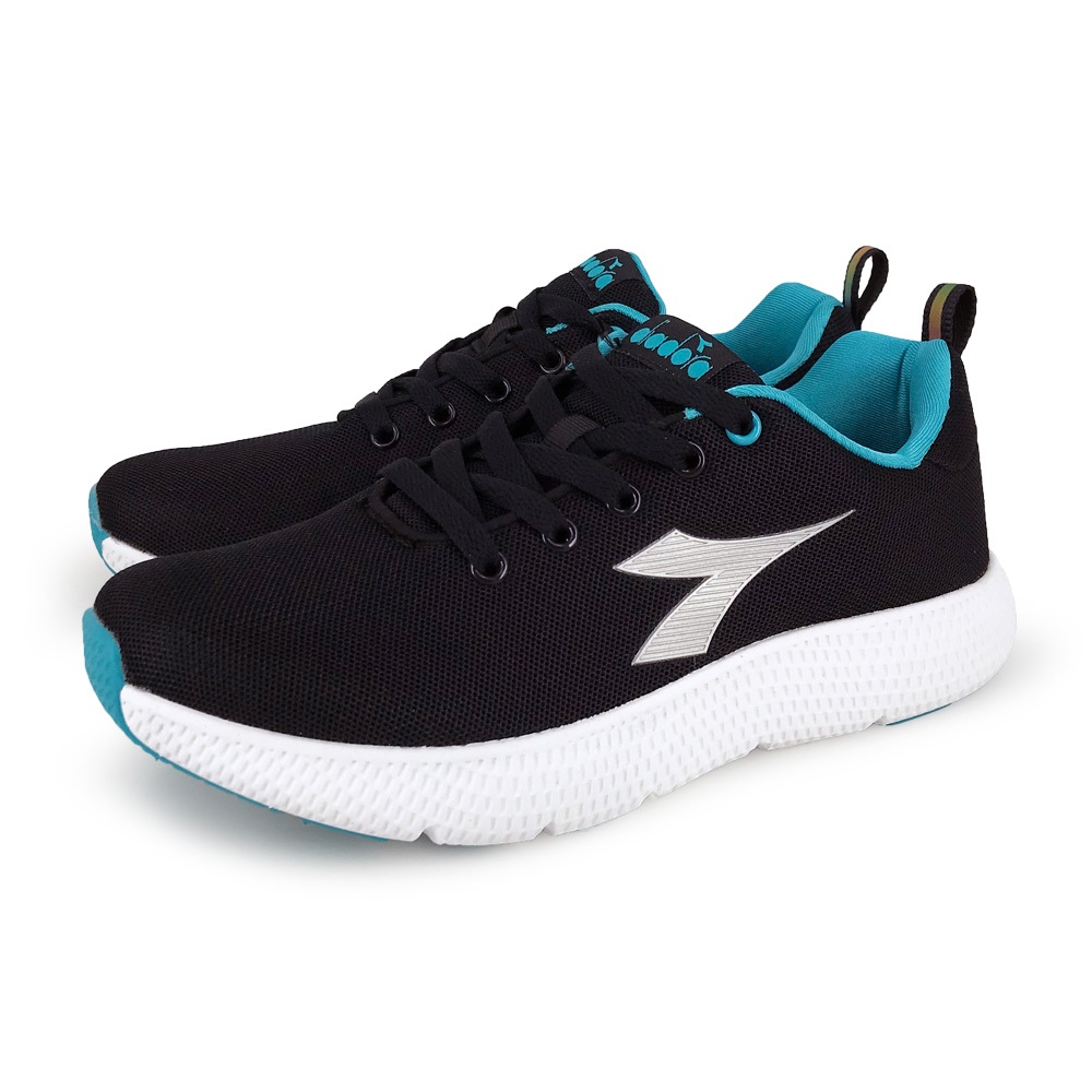 DIADORA迪亞多那 輕量專業慢跑女鞋 女運動鞋 慢跑鞋 時尚 撞色 透氣 散熱 保護後跟 耐磨 止滑 黑綠 灰桃紅, , large