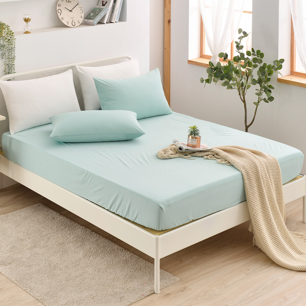 【FOCA】Lake light green | Professional Care Grade 100% Super Waterproof Mattress Cover-Double, , large