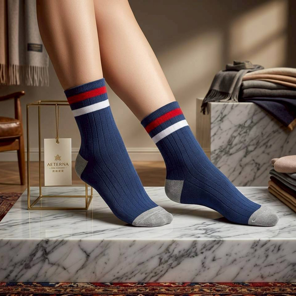 Kaimei Cotton | 8-Pack Random Colors - Classic Ribbed Crew Socks: Preppy Style Cotton Socks (22-26cm), , large