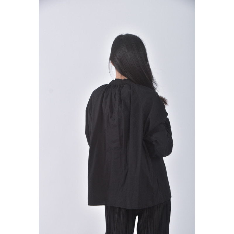 (M) miel質感黑色長袖上衣二手衣, , large