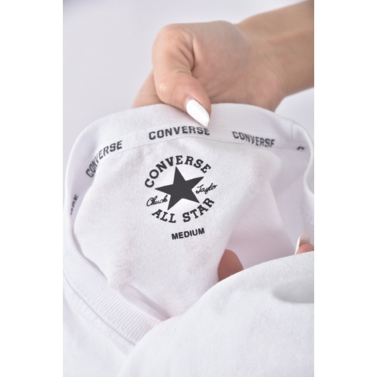 (M) converse質感棉質純棉白色長袖上衣二手衣, , large