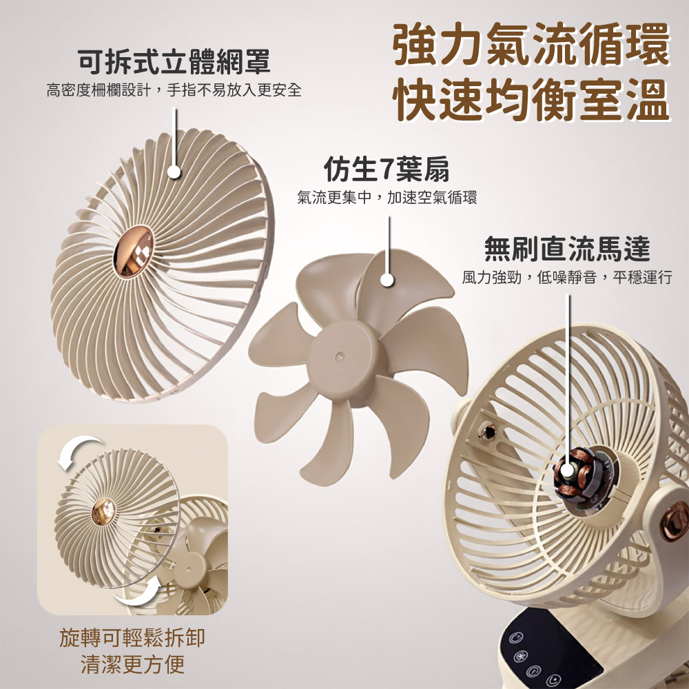 【APEX】智能數顯6吋USB自動擺頭桌夾風扇(壁掛/桌夾/直立), , large