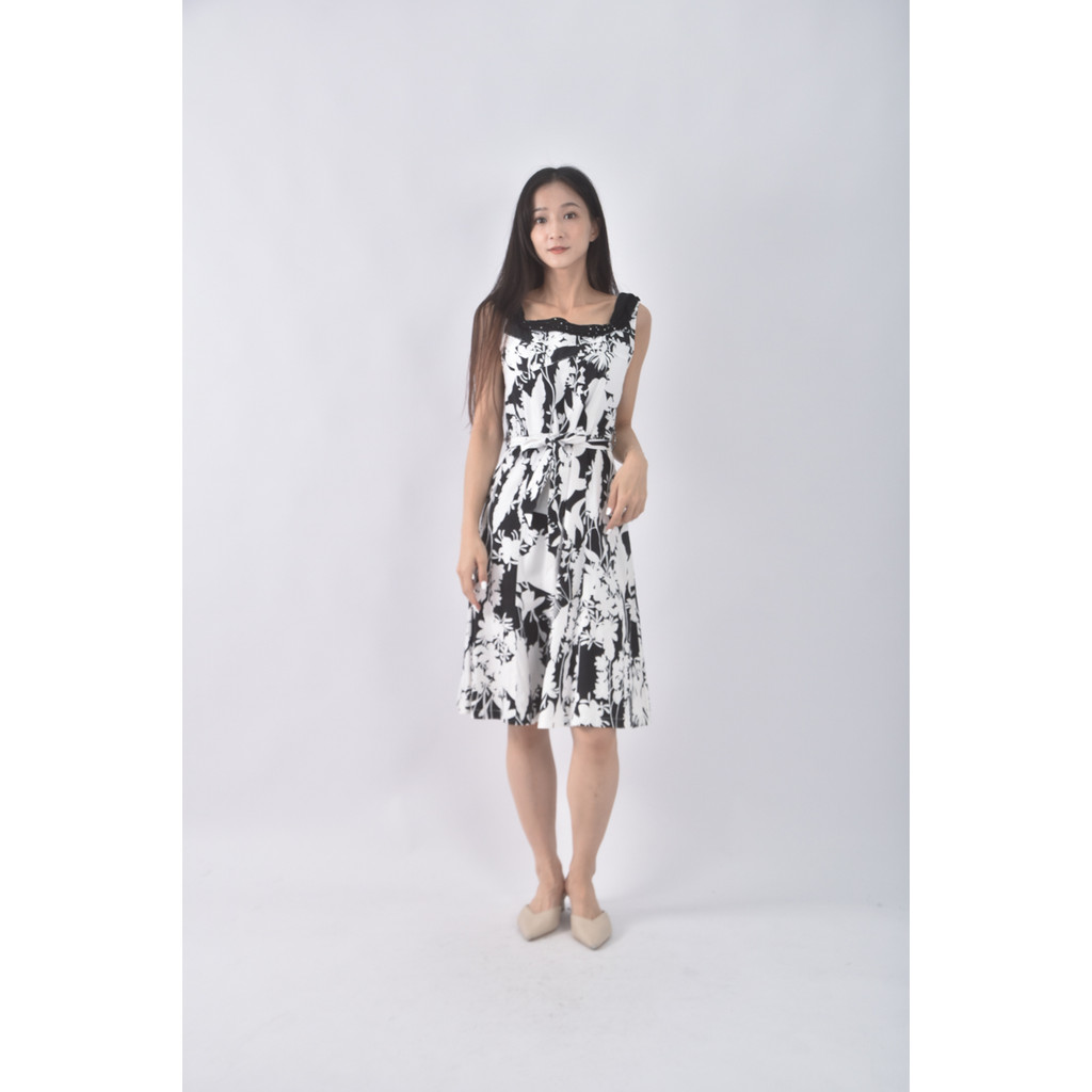 (S) caifangli質感撞色白色綁帶洋裝二手衣, , large