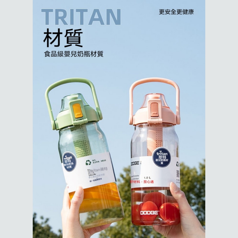 【H&R安室家】Dodge 道奇Tritan彈蓋水壺(無吸管)運動水壺1000ml(H40), , large