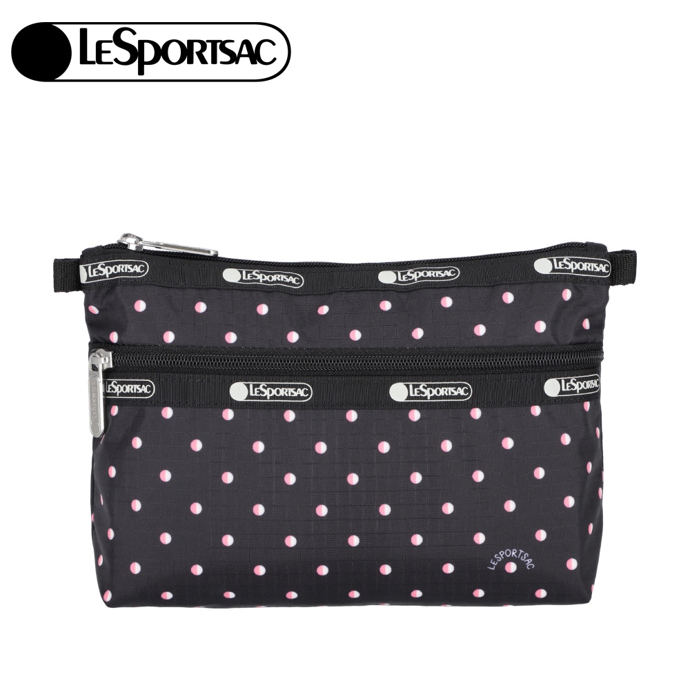 |快速出貨|Lesportsac Cosmetic Clutch 雙層拉鍊收納化妝包 送禮-粉色點滴, , large