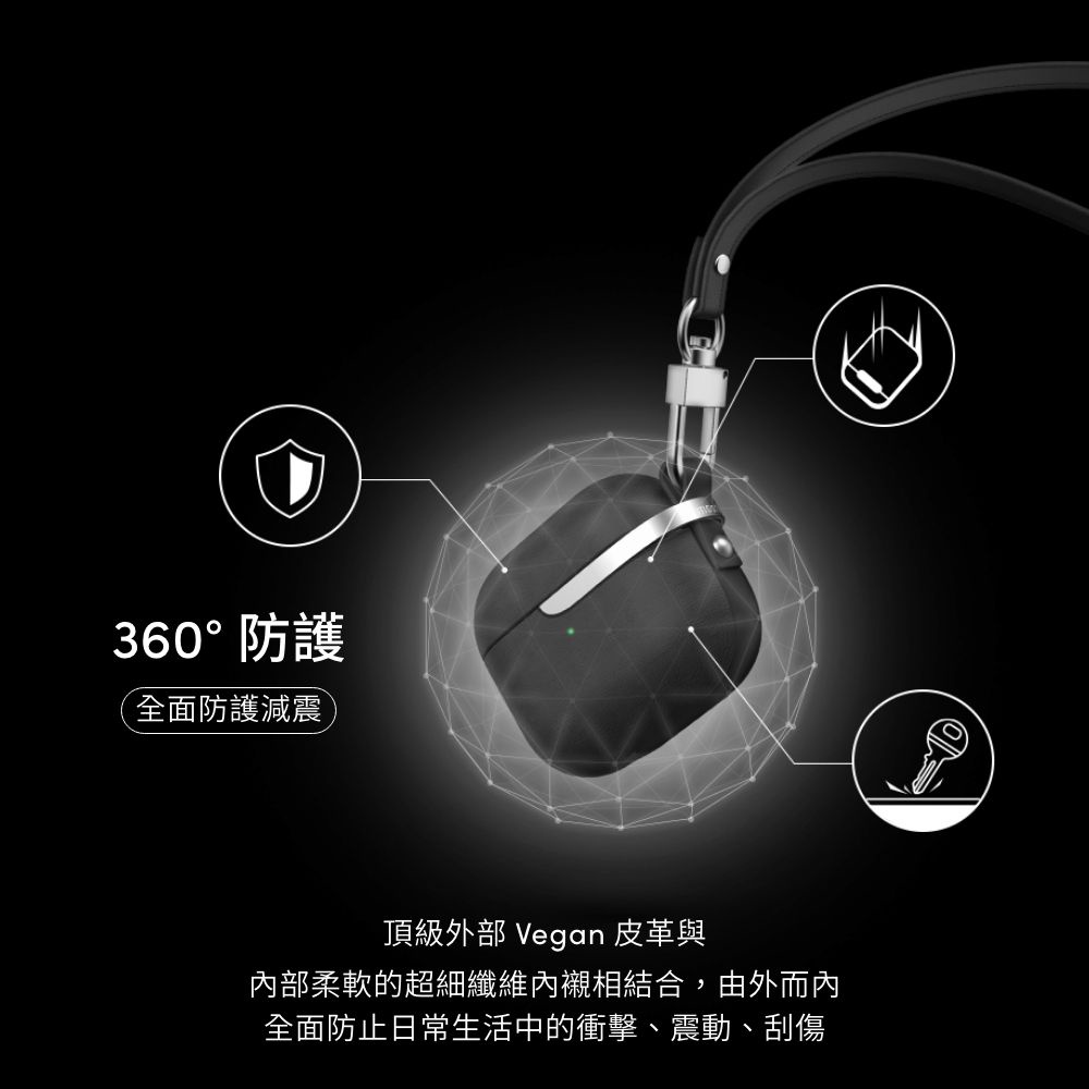 Moshi Pebbo Luxe for AirPods 3 藍牙耳機充電盒皮革保護套-炭黑, , large