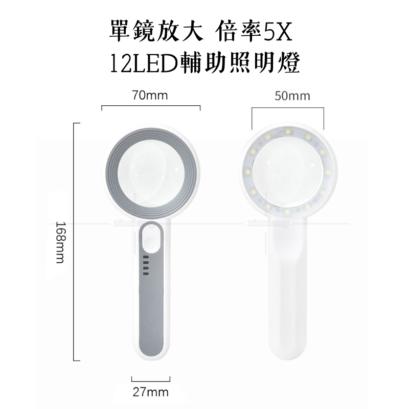 Handheld High-Magnification Magnifier (with LED Auxiliary Light), , large