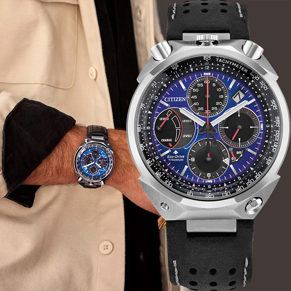 CITIZEN 星辰 限量牛頭錶 光動能鈦金屬計時手錶 禮物 AV0088-01L, , large