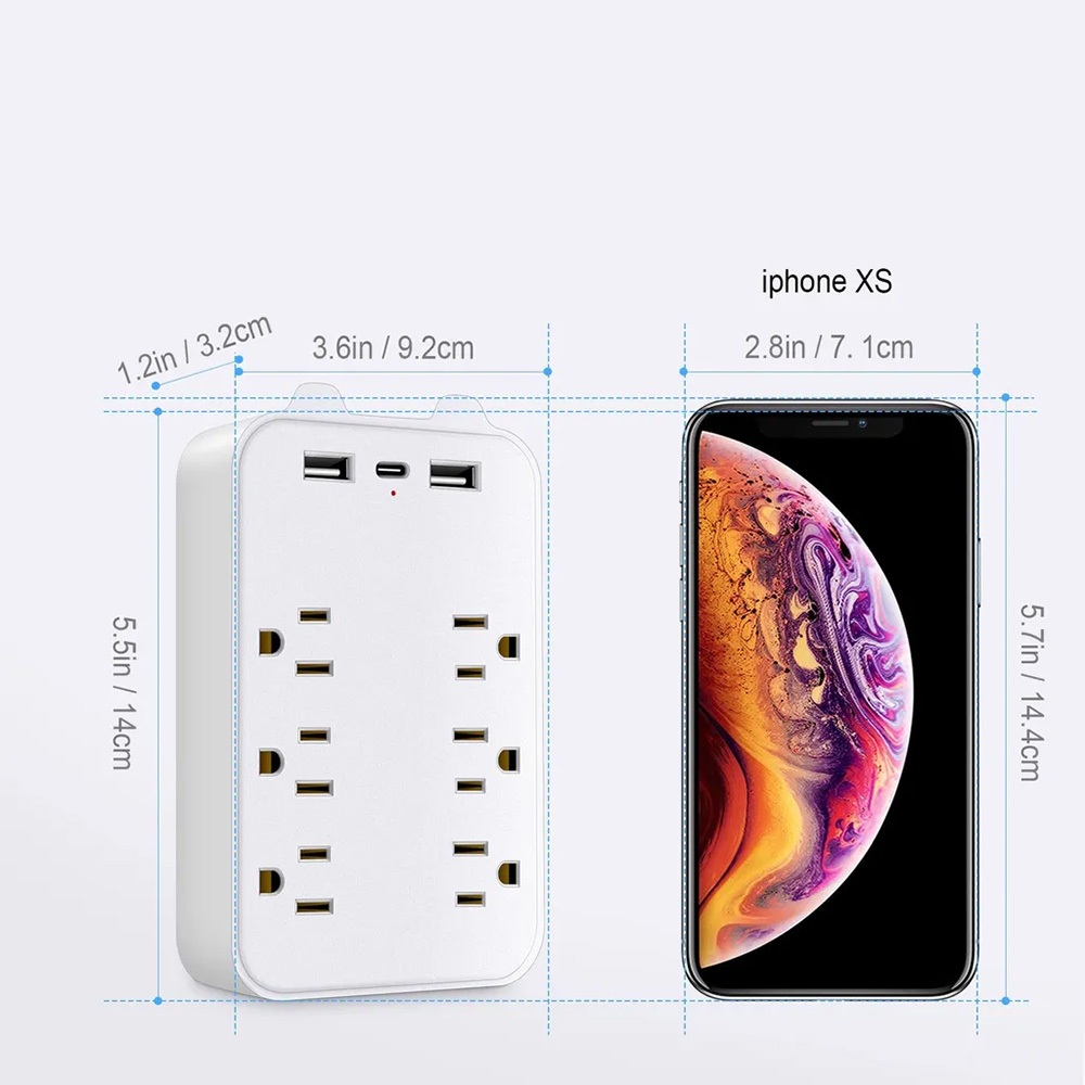 TRISTAR TS-USB165 3P六插+2USB+1Type-C 小壁插, , large