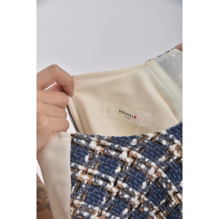 (S) 質感小香風假兩件藍色長袖上衣二手衣, , large