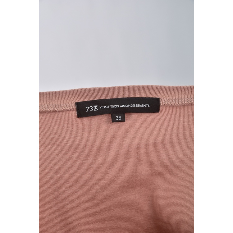 (M) 23区 Vingt trois arrondissements質感棉質圓領純棉橘色短袖上衣二手衣, , large