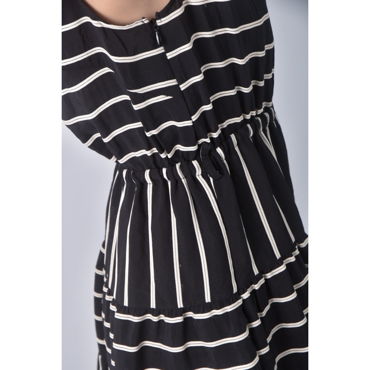 (S) 12twelve agenda條紋無袖黑色洋裝二手衣, , large