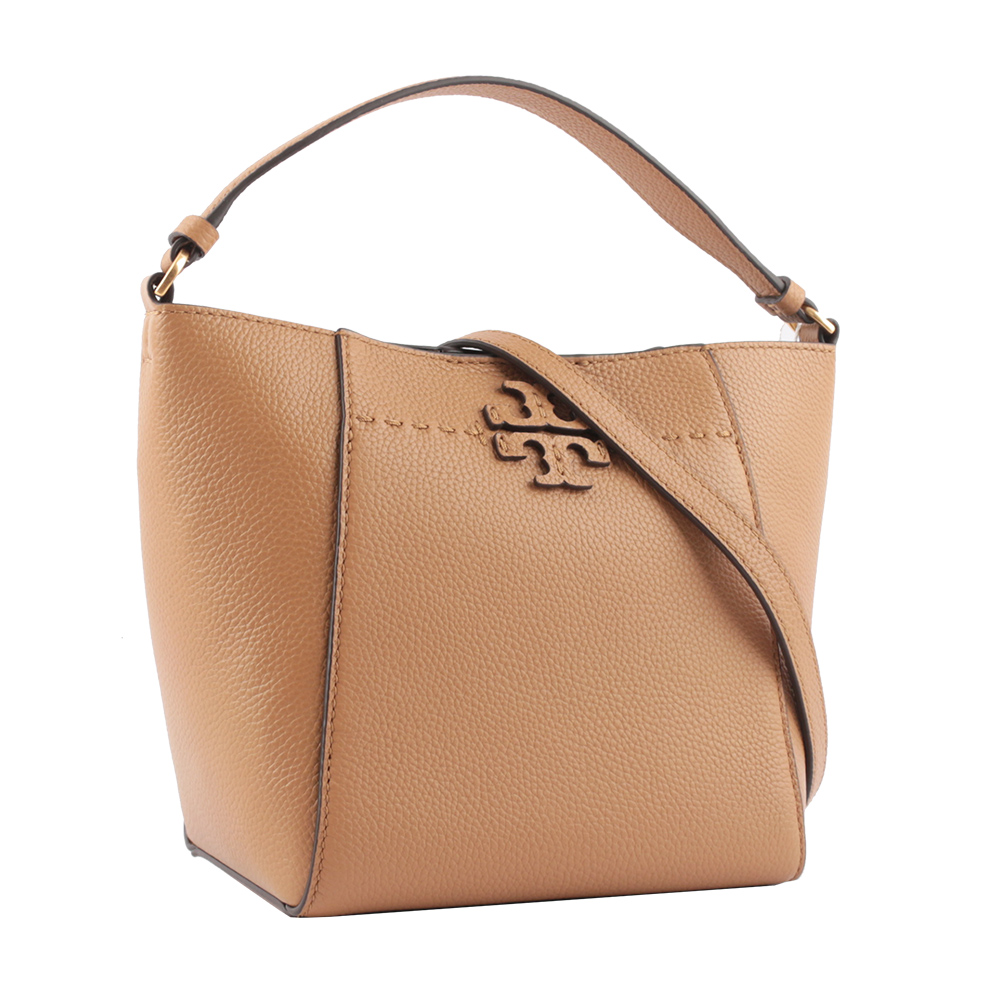 TORY BURCH McGRAW 荔枝皮革小型水桶包/提拉米蘇, , large